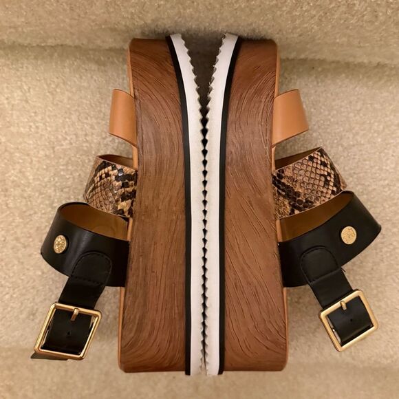 Tommy Hilfiger Eanda Platform Sandals Black Snakeskin Cognac Size 8 - Picture 5 of 9